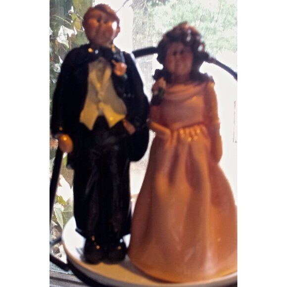 Vintage 90s Enesco Wedding Cake Topper Donna Little 1999 Bride Groom Figurines - Picture 7 of 13